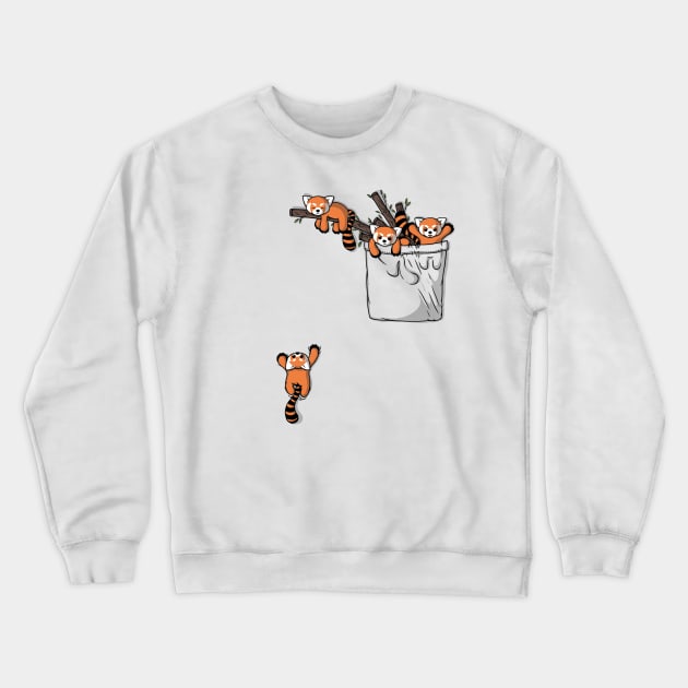 Pocket Red Panda Bears Crewneck Sweatshirt by Beka